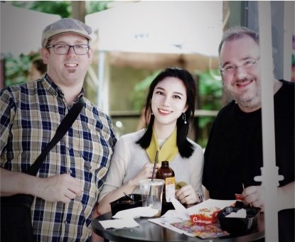Diva meeting a client over coffee in China.